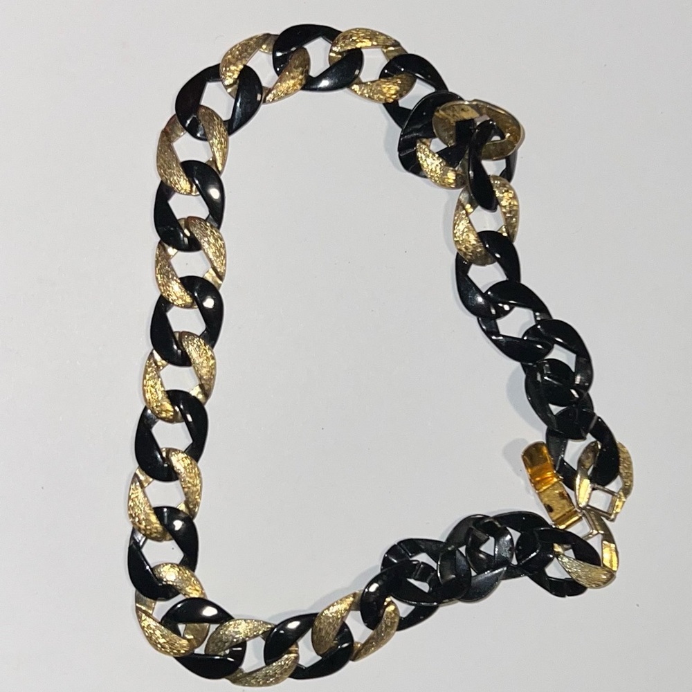 Vintage Gold and Black Chain Link Necklace choker